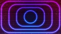 Synthwave Neon Background. Rounded rectangles. Starry sky. Dark retro future backdrop