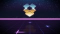 synthwave retro design icon of dropbox