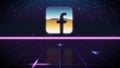 synthwave retro design icon of facebook