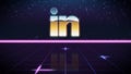 synthwave retro design icon of linkedin