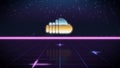 synthwave retro design icon of soundcloud