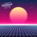 Synthwave retro design, sun, and grid, illustration