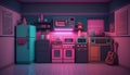 Synthwave 80s retro design. Detalied retro background style 80s. AI.