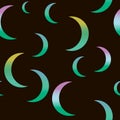 Synthwave seamless pattern with moons in green colors