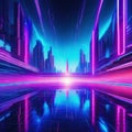 Synthwave style Futuristic digital render in cyber landscape Abstract