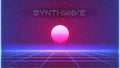 Synthwave Sunset background. Retro Future sci-fi backdrop. Laser perspective Grid with Neon glow. 80s movie and outrun game style