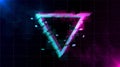 Synthwave Vaporwave Retrowave Glitch Triangle with blue and pink glows with smoke and particles on laser grid space