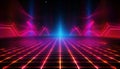 Synthwave wireframe net in retro futuristic 80s background - 4k loop with neon lights glow