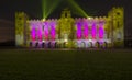 Syon House illuminated with bright laser lights Royalty Free Stock Photo