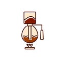 Syphon coffee maker flat icon. Siphon for preparing drink. Vacuum brewer. Isolated vector stock illustration