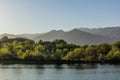 Syr Darya river and landscape near Khujand, Tajikist