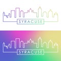 Syracuse city skyline. Colorful linear style.