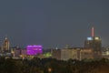 SYRACUSE, NEW YORK - JULY 13, 2019: Night View of Downtown Syracuse Cityscape with the Barclay Damon Building and Axa Tower in Royalty Free Stock Photo