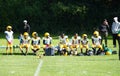 Syracuse, New York, U.S - October 15, 2022 - The little kids football players on the field with their coach