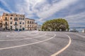 The archimedean spiral drawn in the square of the Aretusa fountain in Ortigia