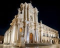 Syracuse Sicily, the cathedral on a starry night Royalty Free Stock Photo