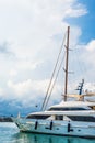 Syracuse, Sicily, Italy Ã¢â¬â August 23, 2018 : Luxury boats moored at the Sicilian marina of Syracuse resting while waiting to Royalty Free Stock Photo