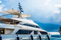 Syracuse, Sicily, Italy Ã¢â¬â August 23, 2018 : Luxury boats moored at the Sicilian marina of Syracuse resting while waiting to Royalty Free Stock Photo