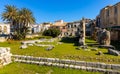 Temple of Apollo Doric stone ruins and archeological site on ancient Ortigia island of Syracuse historic old town in Sicily, Italy Royalty Free Stock Photo