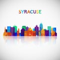 Syracuse skyline silhouette in colorful geometric style. Royalty Free Stock Photo