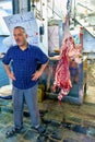 Syria. Aleppo. The butcher in the souq