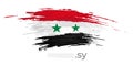 Syria flag. Brush strokes, grunge. Stripes colors of the syrian flag on a white background. Vector design national poster,