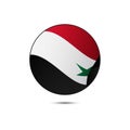 Syria flag button with shadow on a white background. Vector.