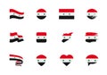 Syria flag - flat collection. Flags of different shaped twelve flat icons