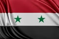 Syria flag with a glossy silk texture.