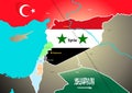 Syria geopolitical map with proposed oil pipeline Royalty Free Stock Photo