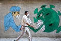 Syria / Idlib, a giant mural to raise awareness of Corona prevention methods Photography: Fadi Al-Shami