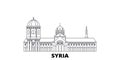 Syria line travel skyline set. Syria outline city vector illustration, symbol, travel sights, landmarks. Royalty Free Stock Photo