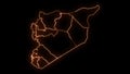 Syria map with all states or provinces glowing neon outline in and out animation