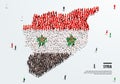 Syria Map and Flag. A large group of people in the Syrian flag color form to create the map. Royalty Free Stock Photo