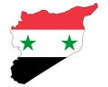 Syria map with flag - outline of a state with a national flag