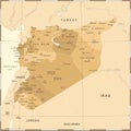 Syria Map - Vintage Detailed Vector Illustration Royalty Free Stock Photo