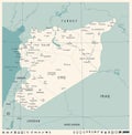 Syria Map - Vintage Detailed Vector Illustration Royalty Free Stock Photo