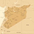 Syria Map - Vintage Detailed Vector Illustration Royalty Free Stock Photo