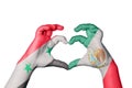 Syria Mexico Heart, Hand gesture making heart