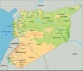High detailed Syria physical map with labelling.