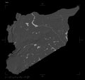 Syria shape on black. Bilevel