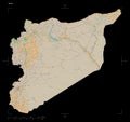 Syria shape on black. Topo French