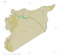 Syria shape on white. Topo Humanitarian