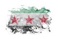 Syria, Syrian Arab Republic, three stars flag background painted on white paper with watercolor Royalty Free Stock Photo