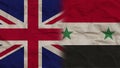 Syria and United Kingdom Flags Together, Crumpled Paper Effect 3D Illustration