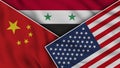 Syria United States of America China Flags Together Fabric Texture Effect Illustrations