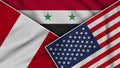 Syria United States of America Peru Flags Together Fabric Texture Illustration