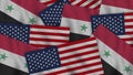 Syria and United States of America Realistic Texture Flags Together
