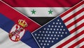 Syria United States of America Serbia Flags Together Fabric Texture Illustration