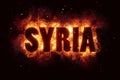 Syria war text on fire flames explosion burning Royalty Free Stock Photo